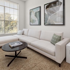 Generous living spaces with beautiful natural lighting natural light fills living room with large windows