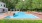 outdoor swimming pool with fountains